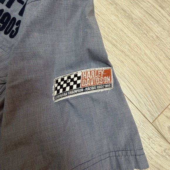 Harley-Davidson Mens Performance Button Down Shirt Blue Micro Check L GM39489 - Picture 4 of 10